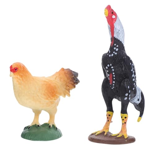 CIYODO 2 Stücke Realistische Mini Bauernhof Tierfiguren Kunststoff Huhn Modelle Pädagogisches Spielzeug Für Kinder Geflügel Tier Spielzeug Für Bauernhof-Themen Spielen von CIYODO