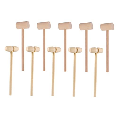 CIYODO 20 Stück Holzhammer Musical Krabbe Meißelhammer Meeresfrüchte-Hummer-Werkzeug Zehn Minihammer Klein Fangen Cracker Meeresfrüchte-Hammer Hölzern Beige von CIYODO