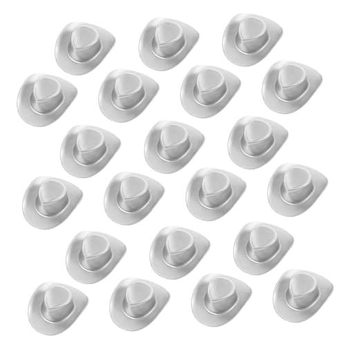 CIYODO 20 Stück Mini-Cowboyhut Mini-Hut Dekoration -Cowboy Cowboy-Hut winzig Hut für Puppen Miniaturhut austauschbare Puppenhüte Hut für Minihauspuppe Plastik Silver von CIYODO