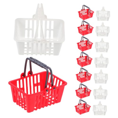 CIYODO 20 Stück Mini Einkaufskorb Kleine Handkörbe für Puppenhaus Kaufmannsladen Dekorative Accessoires für Miniaturspielzeug Weiße Rote von CIYODO