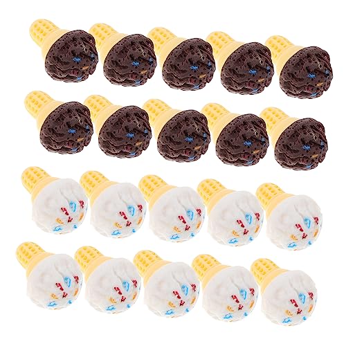 CIYODO 20 Stück Miniature Eiscreme Deko Teiliges für Puppenhaus Handyhülle Realistische Waffeln aus Hochwertigem Resin für Kreative DIY Projekte und Stilvolle Miniaturdekoration von CIYODO