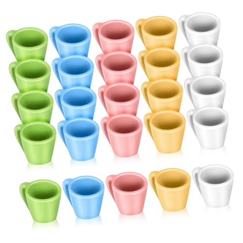 CIYODO 20 Stück Simulationspokal Puppenhaus Teetassen Mini-Teetassen Mini-Wasserbecher klein Porzellan Mini-Spielzeugbecher Miniaturbecher Dollhouse Mini-Tasse Harz von CIYODO