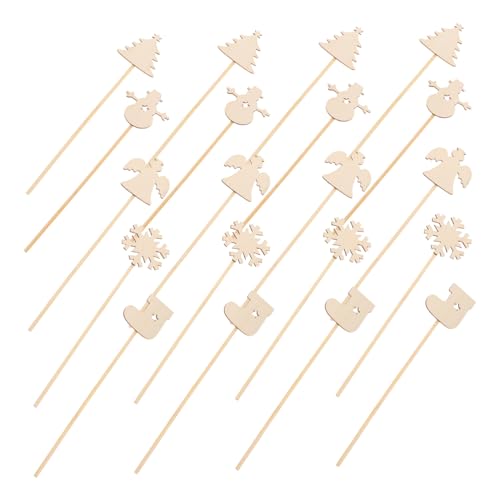 CIYODO 20 Stück Teiliges DIY Holz Zauberstab für Weihnachts Zauberstäbe mit Engel Schneeflocke Schneemann und Weihnachtsbaum Unbemalt zum Bemalen Kreatives Bastelspielzeug für Mädchen und von CIYODO