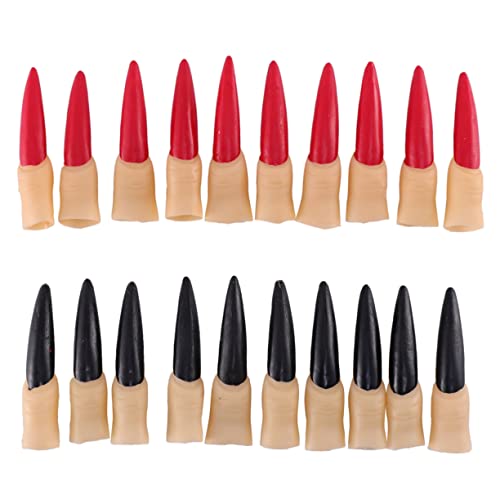 CIYODO 20 Stück Teiliges Halloween Fingernägel aus Flexiblem Gummi Rote und Schwarze Hexen Nägel mit Langen Spitzen Gruselige Künstliche Nägel für Halloween Kostüm Party für Damen und CIYODO 20 Stück Teiliges Halloween Fingernägel aus Flexiblem Gummi Rote und Schwarze Hexen Nägel mit Langen Spitzen Gruselige Künstliche Nägel für Halloween Kostüm Party für Damen und von CIYODO