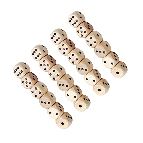 CIYODO 20 Stück Teiliges Holzspielwürfel Langlebige Praktische Holzwürfel für Brettspiele Partyzubehör Vielseitig Einsetzbar für Zuhause Bar Ktv und Feierlichkeiten von CIYODO