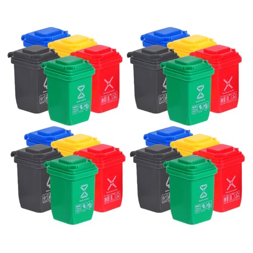 CIYODO 20 Stück Teiliges Mini Mülltonnen mit Deckel Miniatur Müllsortierbehälter für Puppenhaus Desktop Dekoration Umweltpädagogik Zubehör Kompakt und Vielseitig für Büro und Kinderzimmer von CIYODO