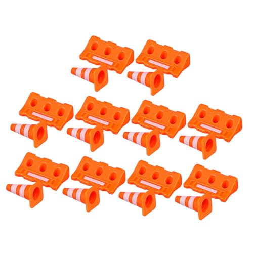 CIYODO 20 Stück Teiliges Mini Verkehrszeichen Spielset mit Orangefarbenen Sicherheitskegeln und Straßenbarrieren aus Kunststoff Kindersicheres Lernspielzeug für Jungen und Mädchen zur von CIYODO