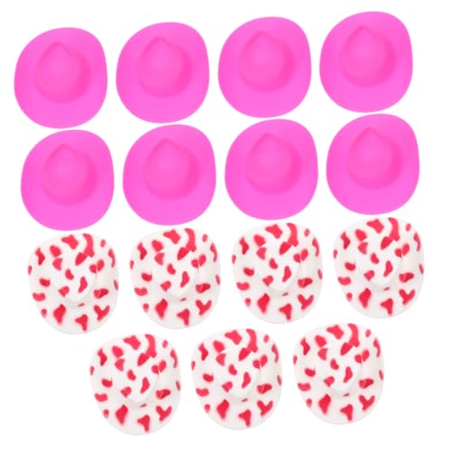 CIYODO 20 Stück Teiliges Miniatur Western Cowboy Hüte aus Kunststoff Robuste Mini Hüte für Puppenhaus DIY Basteln und Partydekoration in Rosa für Rollenspiele und Festliche Anlässe von CIYODO