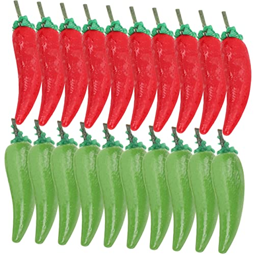 CIYODO 20 Stück Teiliges Realistische Mini Paprika Deko aus Resin Lebensechte Grüne und Rote Chilischoten Detailgetreues Miniatur Gemüse für Puppenhaus und Miniaturhaus Dekoration CIYODO 20 Stück Teiliges Realistische Mini Paprika Deko aus Resin Lebensechte Grüne und Rote Chilischoten Detailgetreues Miniatur Gemüse für Puppenhaus und Miniaturhaus Dekoration von CIYODO