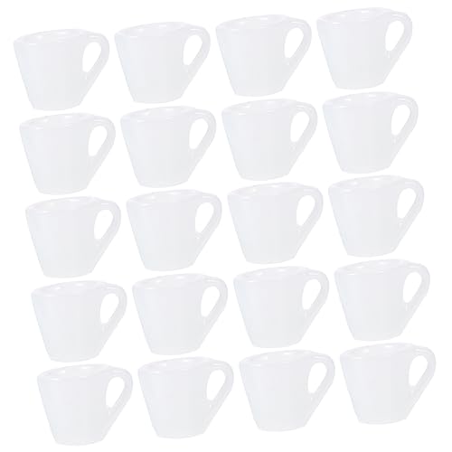 CIYODO 20 Stück Teiliges Weiße Mini Kaffeetassen Puppenhaus Zubehör Miniatur Wasserbecher Teetassen Fotorequisiten für DIY Dekoration und Kleine Wohnszenen von CIYODO