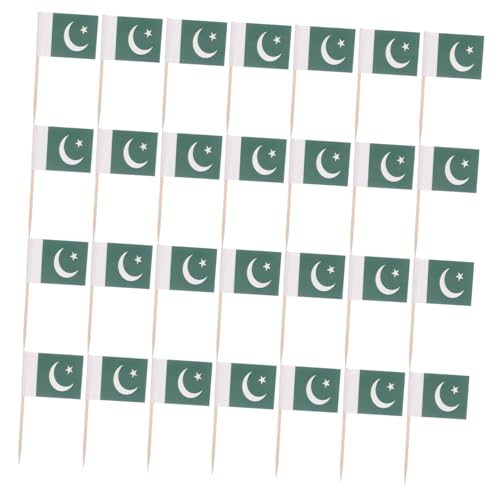 CIYODO 200 Stück Pakistan Zahnstocher Flaggen Mini Holz Cocktail Picks für Kuchen Dekoration Party Appetizer Picks Kleine Pakistanische Flaggen für Cupcake Topper von CIYODO