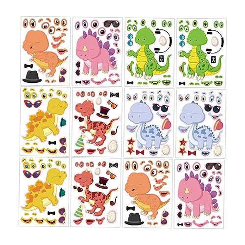 CIYODO 24 Stück Dinosaurier-Aufkleber Puzzlematte Cartoon-Dinosaurier-Puzzle-Aufkleber Party-DIY-Dianasaurier-Aufkleber Dinosaurieraufkleber Kupferplattenaufkleber von CIYODO
