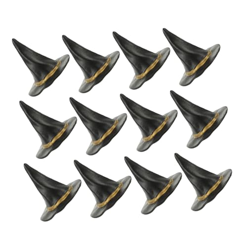 CIYODO 24 Stück Halloween Puppenhaus Miniaturen Halloween Kostüm DIY Haarschmuck Kunststoff Hexenhüte Feengarten Zubehör Winzige Zaubererkappe Hut Puppenhaus Dekoration Zubehör von CIYODO