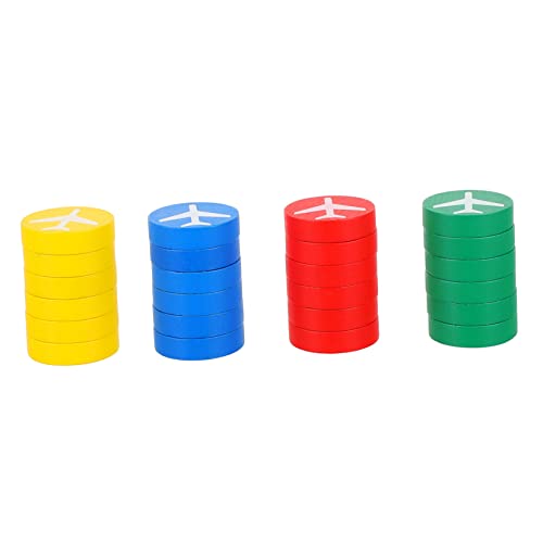CIYODO 24 Stück Holz Fliegende Schachfiguren Rundes Flugschach Schachfigur Brettspiel Schachfigur Pädagogisches Flugschachspielzeug Hölzernes Flugschach Schachfigur Buntes Rundes von CIYODO