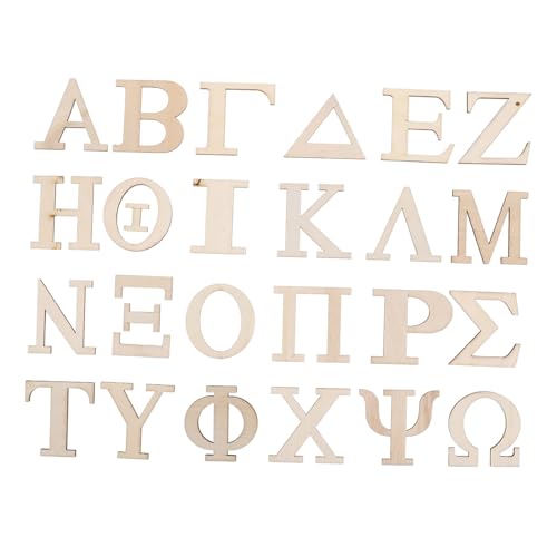 CIYODO 24Stücke Griechische Holzbuchstaben für Unlackierte DIY Bastelbuchstaben Kreativität und Buchstabenerkennung für Lernspielzeug und Kreative Projekte von CIYODO