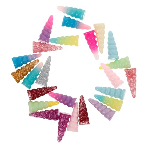 CIYODO 25 Stück Einhorn Hörner Zubehör aus Resin für Diy Headdresses Spiralform für Kreative Bastelprojekte Bling Einhorn Hörner für Haar Accessoires und Kostüme von CIYODO