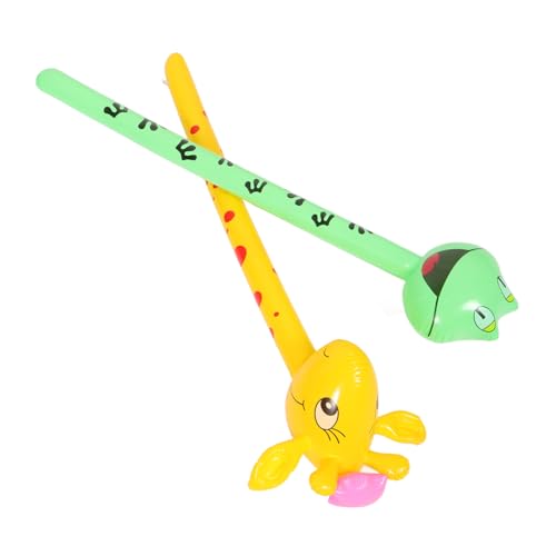 CIYODO 2Stücke Aufblasbare Tierkopfpuppe Frosch Und Giraffe Stab Für Kindergeburtstag Valentinstag Und Klassentausch Lustiges Für Jungen von CIYODO