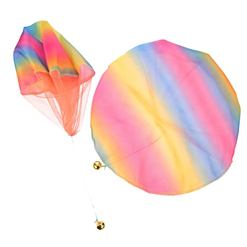 CIYODO 2Stücke Fallschirmspielzeug Handwerfer Für Outdoor Flugspaß Und Regenbogen Fallschirme Mit Klingel Für Eltern Fördert Geschicklichkeit Und Spielspaß von CIYODO
