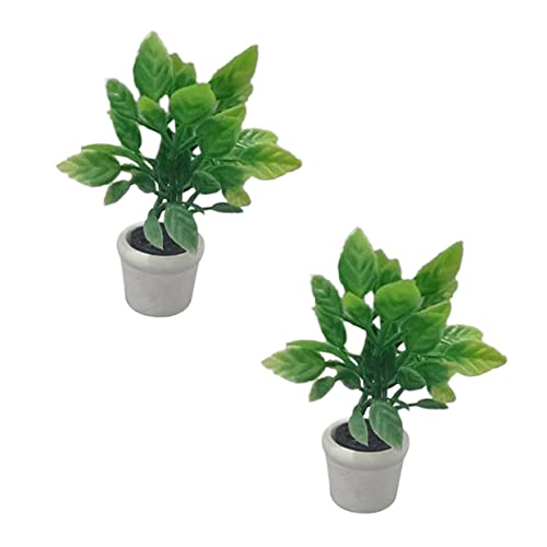 CIYODO 2 Stück Mini-simulations-Bonsai 1:12 Künstliche Topfpflanze Dekoration Für Puppenhaus Bastelarbeiten Heimdekorativ von CIYODO