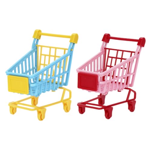 CIYODO 2Stücke PVC Mini Einkaufswagen Für Simulationswagen Mit Lagerregal Für Kreatives Zufällige Farben Für Rollenspiele Und Aufbewahrung von CIYODO