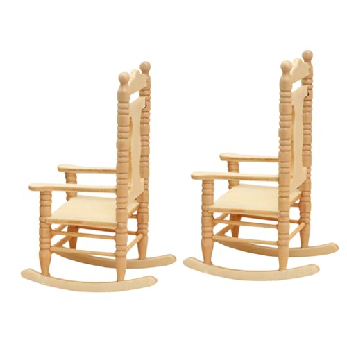 CIYODO 2er-Set Mini Holzstuhl Ornament Puppenhaus Stuhl Modell Holz Schaukelstuhl Statue CIYODO 2er-Set Mini Holzstuhl Ornament Puppenhaus Stuhl Modell Holz Schaukelstuhl Statue von CIYODO