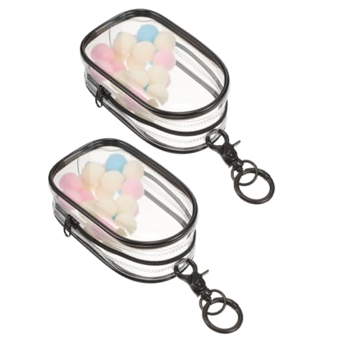 CIYODO 2Stücke Transparente Vitrine für Minifiguren Puppentasche mit Reißverschluss Staubdicht und Organizer für Sammlerstücke Flauschigem Ball Accessoire von CIYODO