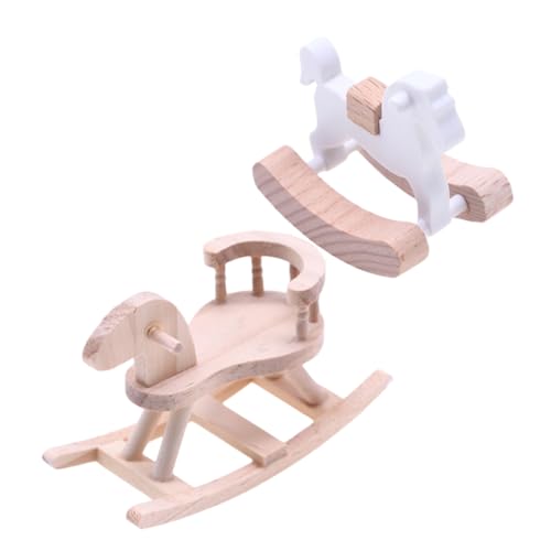 CIYODO 2Stücke Unbehandeltes Holz Schaukelpferd Modell Puppenhaus Dekoration Möbel für Kinderzimmer Tortenaufsatz Langlebig und Charmant CIYODO 2Stücke Unbehandeltes Holz Schaukelpferd Modell Puppenhaus Dekoration Möbel für Kinderzimmer Tortenaufsatz Langlebig und Charmant von CIYODO