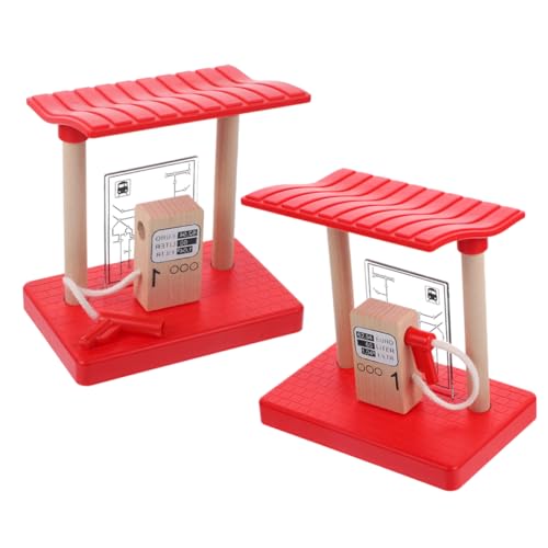 CIYODO 2pcs Hölzerne Zugstrecke Zubehör Tankstelle Zug Spielzeug Tun Spiele Trep Play Tankstelle von CIYODO