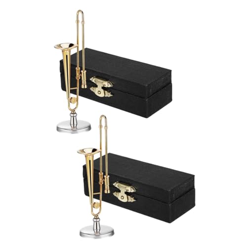 CIYODO 2sätze Miniaturposaune Ständer Und Koffer Winziger Posaunen-Modelle Als Puppenhaus-zubehör Und Dekoration Für Musikliebhaber Und Sammler CIYODO 2sätze Miniaturposaune Ständer Und Koffer Winziger Posaunen-Modelle Als Puppenhaus-zubehör Und Dekoration Für Musikliebhaber Und Sammler von CIYODO