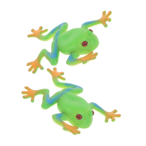 CIYODO 2st Stressabbau-froschspielzeug Realistische Froschfiguren Dekomprimieren Sie Froschspielzeug Kawaii Sensorisches Spielzeug Quetschen Elastisch Weiches Gummi Modell Kleinkind von CIYODO