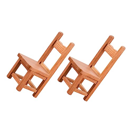 CIYODO 2st Stuhl Spielzeug Miniaturmöbelmodell Figuren Ornamente Stühle Mit Rückenlehne Schlafzimmer Mini-spielhausmöbel Holzmodelle Individuell Hölzern Beschränkte Auflage Kunsthandwerk von CIYODO