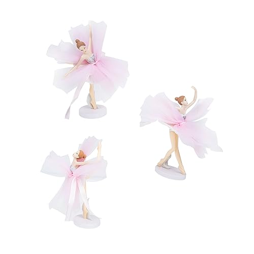 CIYODO 3 Sätze Ballerina-Mädchen-Ornamente Dekoration Kuchendeckel Ballett Willkommen Party Ballerina-Kuchenaufsätze Mädchengeburtstagsfeier Ballerina -Figur Kuchen -Topper Gittergewebe von CIYODO