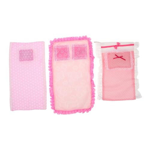 CIYODO 3 Sätze Maßstab Realistische Bettlaken Kissen Zubehör für Mini Schlafzimmer Dekoration von CIYODO