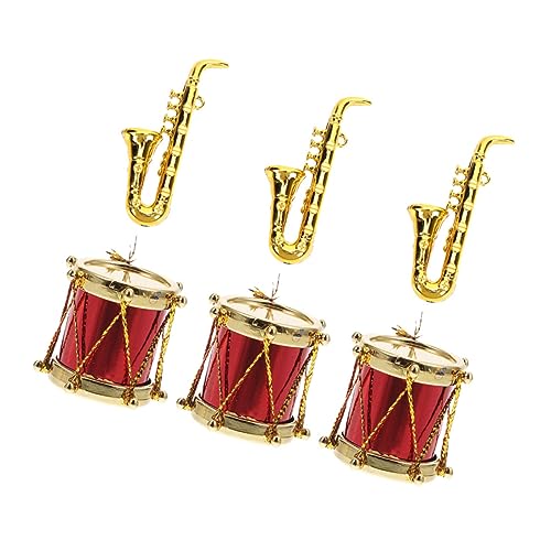 CIYODO 3 Sätze Mini Musikinstrument Set Teilig Miniatur Schlagzeug und Saxophon Detailgetreu und Stabil Puppenhaus Deko Kleine Musikalische Requisiten für Miniatur Szenen von CIYODO