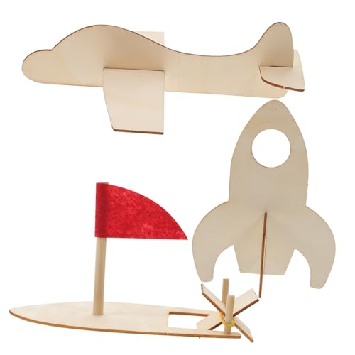 CIYODO 3 Stück DIY Holzflugzeug für Teiliges Malspielzeug für Kreatives Basteln Unvollendete Holzmodelle Flugzeug Schiff Kreative Aktivitäten und CIYODO 3 Stück DIY Holzflugzeug für Teiliges Malspielzeug für Kreatives Basteln Unvollendete Holzmodelle Flugzeug Schiff Kreative Aktivitäten und von CIYODO