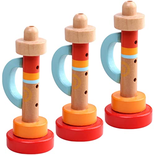 CIYODO 3 Stück Hölzernen Kleiner Lautsprecherspielzeug Trompete Lustiges Kinderspielzeug Kleines Kinderspielzeug Sicheres Kinderspielzeug Kid Musical Instrument Orange von CIYODO