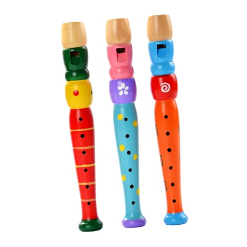 CIYODO 3 Stück Holzpiccolo - Musikalisches Holzinstrumente Musikpädagogisches Kinderinstrumente Musikspielzeug für hölzern Zufällige Farbe von CIYODO