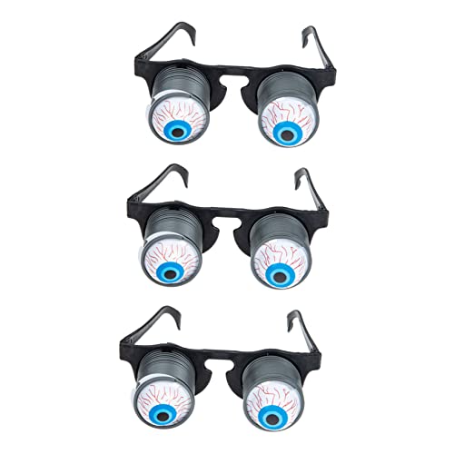 CIYODO 3 Stück Lustige Brillen Horrorbrillen Brillen Neuheit Partybrillen Augäpfel Erwachsene Schreckliche Brille Lustige Googly Frühling Augapfelbrille Augapfelbrille Kunststoff Schwarz von CIYODO