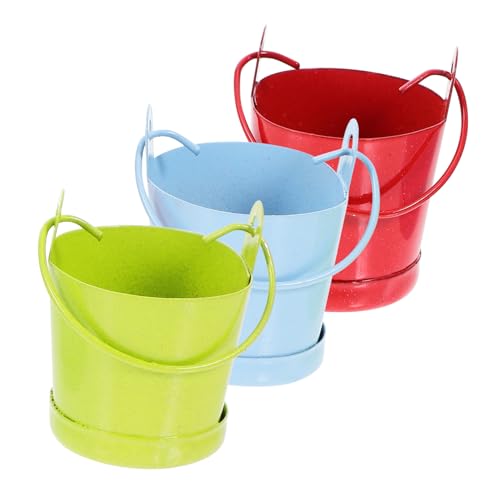 CIYODO 3 Stück Mini-Blecheimer Puppenhaus Zubehör für Babypuppen Mini-Sandeimer Korb mini Eimer kinderspielzeug spielzeuge baustützen Mini -Hausdekorationen winziger Behälter Weißblech von CIYODO