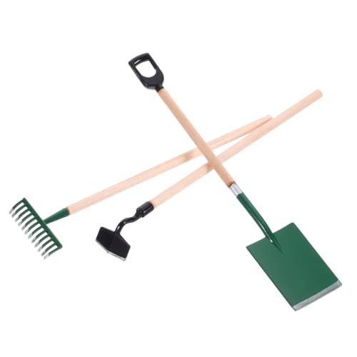 CIYODO 3 Stück Mini Gartengeräte Set Teilig für Mini Handschaufel Rechen Hacke für Mädchen und Jungen für Puppenhaus Zubehör und Sandkasten Spiel von CIYODO