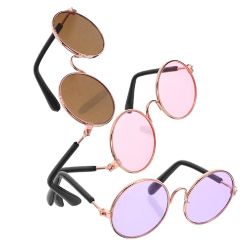 CIYODO 3 Stück Miniatur Puppenbrillen aus Metall Faltbare Mini-Puppenbrille für Puppenhaus Dekoration Realistische Drahtfassung Stabile und Platzsparende Dollhouse Accessoires für DIY und von CIYODO