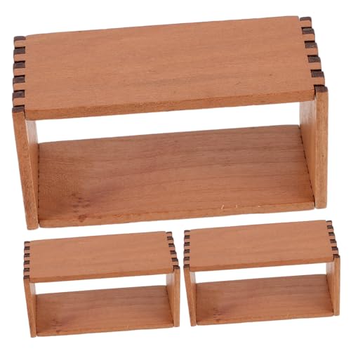 CIYODO 3 Stück Puppenhaus Bücherregal DIY Möbel Display Rack für Mini Bücher und Sammlerstücke Stabile Holzkommode für Puppenhaus Dekoration von CIYODO