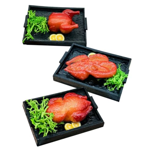 CIYODO 3 Stück Realistisch Gestaltetes Täuschend Echtes Brathähnchen Gans Ente Mini Küchen Dekoration für Puppenhaus Szene und Festliche Atmosphäre von CIYODO