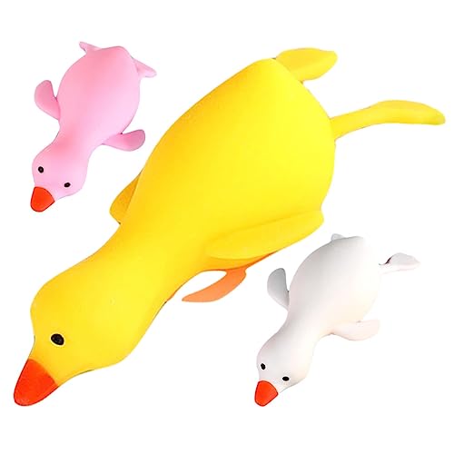 CIYODO 3 Stück Teiliges Decompression Stressspielzeug Weiße Gelbe Rosa Entenform TPR Cartoon Tier Squeeze für Erwachsene Büro Party von CIYODO