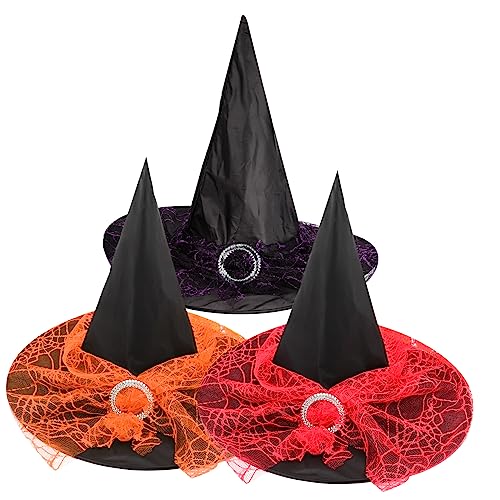 CIYODO 3 Stück Teiliges Hexenhut für Damen und Mädchen Halloween Kostüm Hut aus Leichtem Taft Farbenfrohe Zauberer Hüte Rot und Orange für Halloween Party Cosplay und Festdekoration CIYODO 3 Stück Teiliges Hexenhut für Damen und Mädchen Halloween Kostüm Hut aus Leichtem Taft Farbenfrohe Zauberer Hüte Rot und Orange für Halloween Party Cosplay und Festdekoration von CIYODO