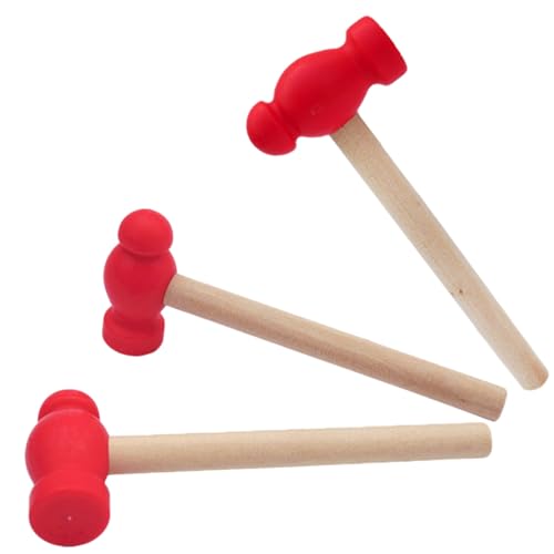 CIYODO 3 Stück Teiliges Holzspielzeug Kleiner Hammer Spielzeughammer Robust Glatt für Feinmotorik und Puppenhaus Dekoration Pädagogisch von CIYODO