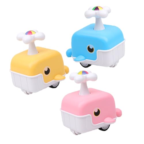 CIYODO 3 Stück Teiliges Kinderauto Interaktives Wal Design Druckbetrieben ohne Batterie Fördert Motorische Fähigkeiten Bunte Cartoon Autos für Jungen und Mädchen Party Mitgebsel von CIYODO