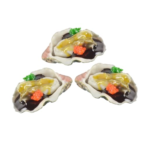 CIYODO 3 Stück Teiliges Künstliches Austernset aus Realistische Meeresfrüchte Deko für Restaurants Chinesische Küche Langlebige Bruchfeste Essensattrappen für Tisch und Szenengestaltung von CIYODO