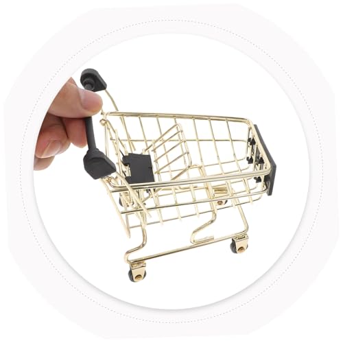 CIYODO 3 Stück Teiliges Mini Einkaufswagen in Roségold Gold und Dekorativer Schreibtisch Organizer für Kosmetik Schminkschwamm Halter und Kleine Aufbewahrung Kreatives Büro Accessoire von CIYODO