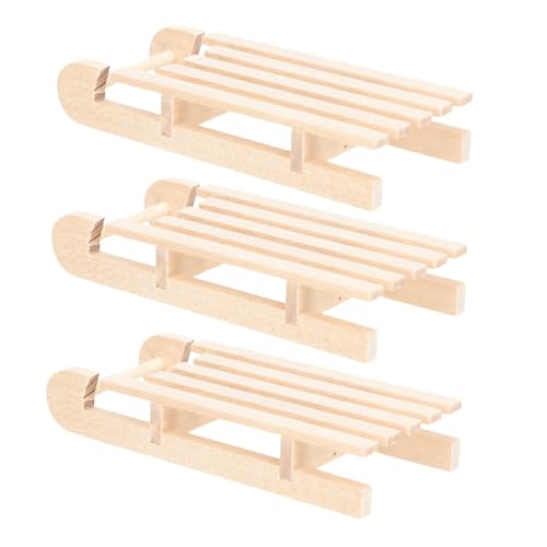CIYODO 3 Stück Teiliges Mini Holzschlitten Naturbelassene Unvollendete Schneeschlitten Dekoration Handgefertigt Miniatur Schlitten Ornament für Weihnachtsdeko Tischdeko Wohnzimmer von CIYODO